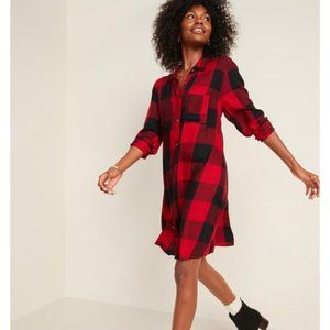 Red Plaid Shirt Dress